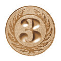 Emblém s číslem 3, pr. 25 mm, zlato