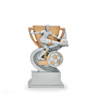 Trofej s fotbalovou tématikou, výška 12 cm, zlatá/stříbrná