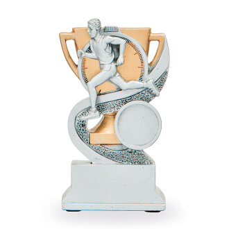 Trofej se symbolem atletiky, výška 12 cm, stříbrná/zlatá