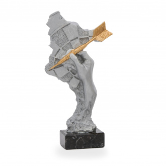 Trofej luxusní se symbolem šipek, výška 26,5 cm, stříbrná/zlatá