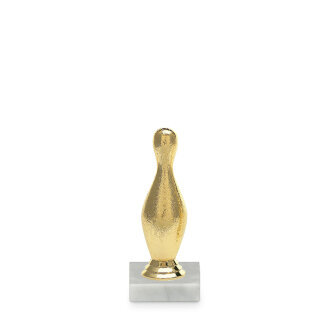 Figurka bowling - kuželka, 14 cm, zlato, včetně podstavce