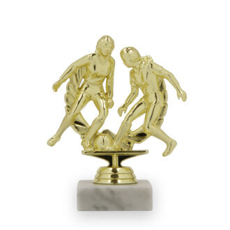 Figurka fotbal žena dvojice, 14 cm, zlatá, včetně podstavce