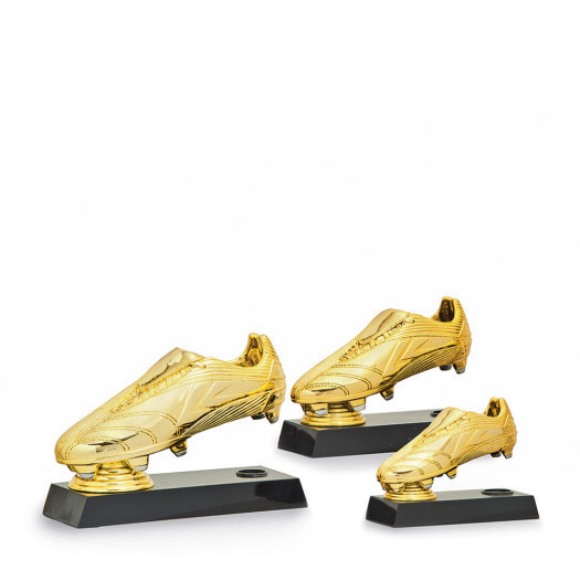 Trofej kopačky v luxusním provedení, výška 20 cm, zlatá/černá