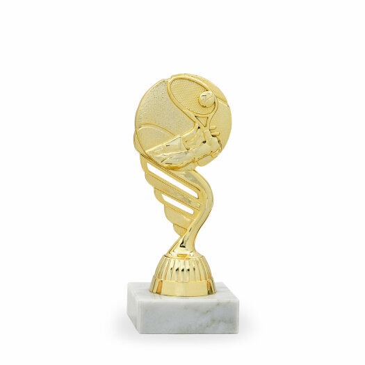 Trofej se symbolem tenisu, výška 15 cm, zlatá