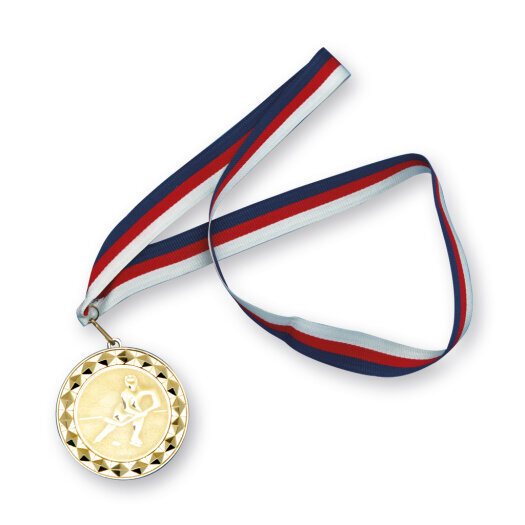 Účastnická medaile s emblémem a stuhou, zlatá