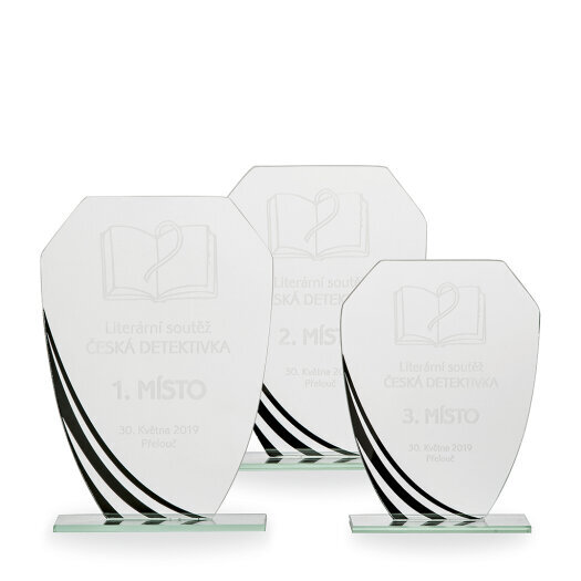 Skleněná plaketa s laserovým gravírováním, 130x175mm