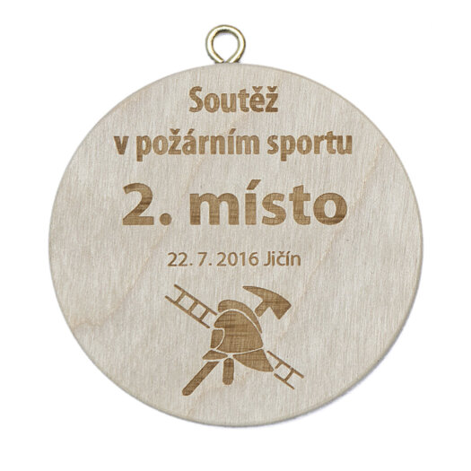 Dřevěná medaile s gravírováním, 50 mm