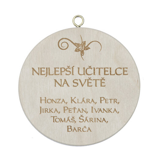 Dřevěná medaile s gravírováním, 100 mm