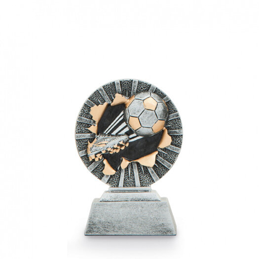 Trofej s fotbalovou tématikou, výška 10 cm, stříbrná/zlatá