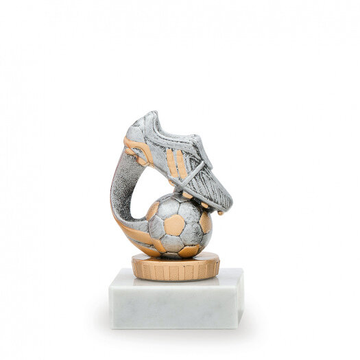 Trofej s fotbalovou tématikou, výška 10 cm, stříbrná/zlatá