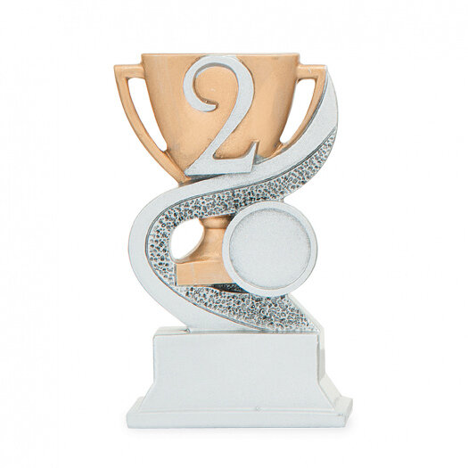 Trofej s číslicí 2, výška 12 cm, zlatá/stříbrná