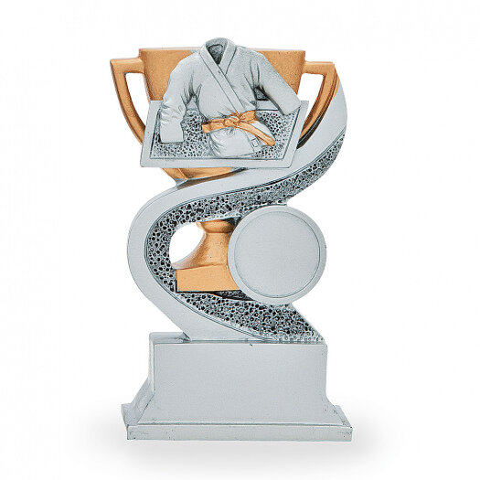 Trofej se symbolem karate, výška 12 cm, stříbrná/zlatá