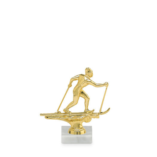 Figurka běžkaře, 10 cm, zlatá, včetně podstavce