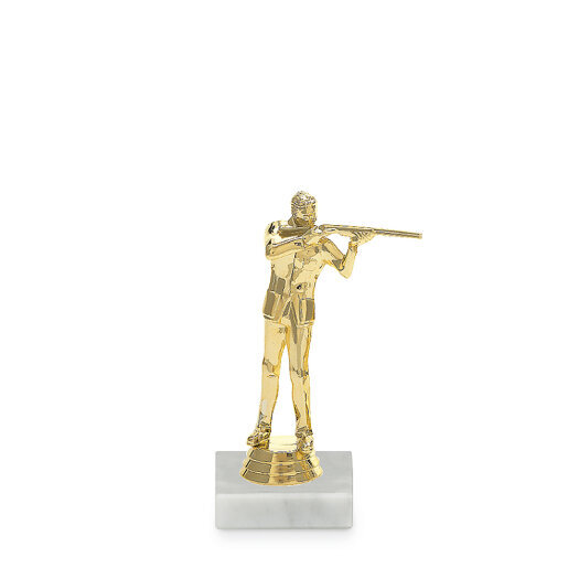 Figurka střelba - brokovnice, 15 cm, zlato, včetně podstavce