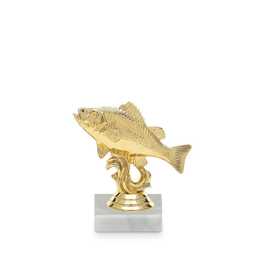 Figurka okoun, 10 cm, zlato, včetně podstavce