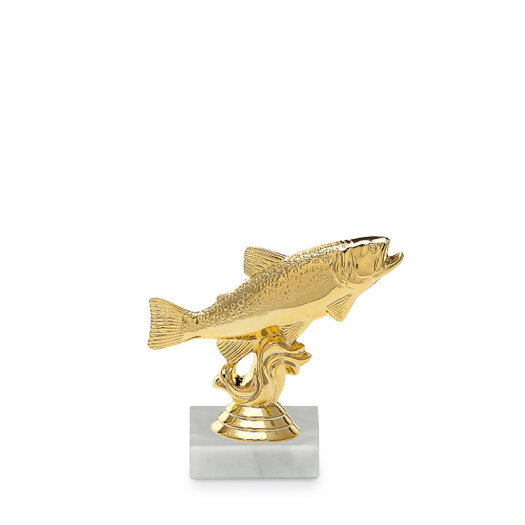 Figurka pstruh, 10 cm, zlato, včetně podstavce