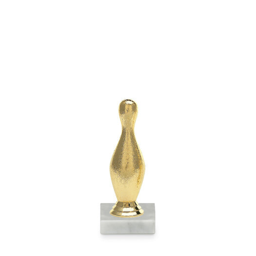 Figurka bowling - kuželka, 14 cm, zlato, včetně podstavce
