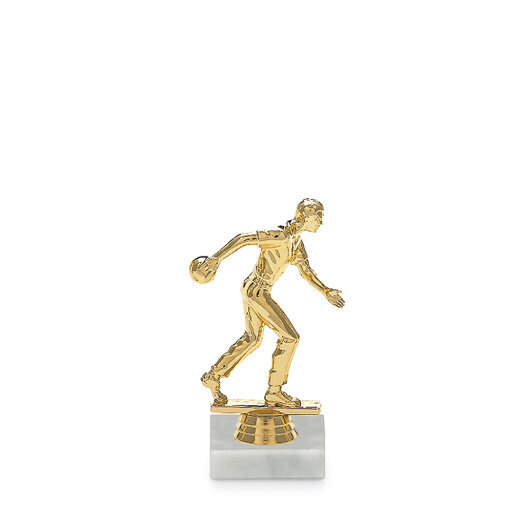 Figurka bowling muž, 14 cm, zlatá včetně podstavce