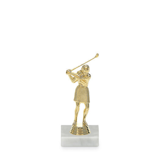 Figurka golf - žena, 14 cm, zlato, včetně podstavce