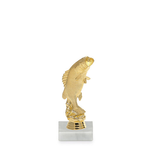 Figurka okoun, 17cm, zlato, včetně podstavce