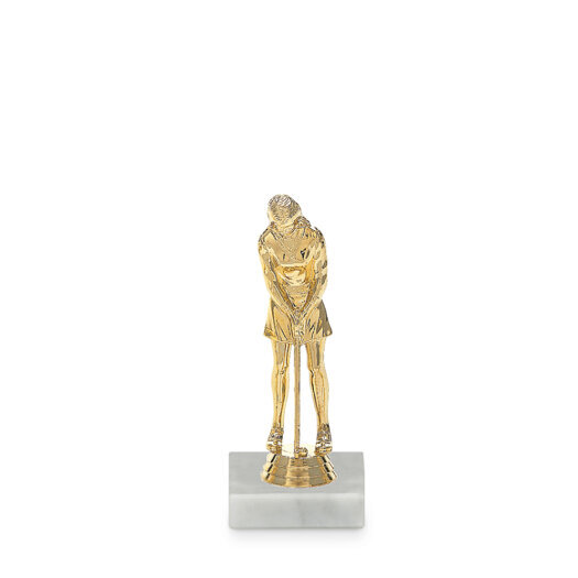 Figurka golfistka, 15 cm, zlatá včetně podstavce