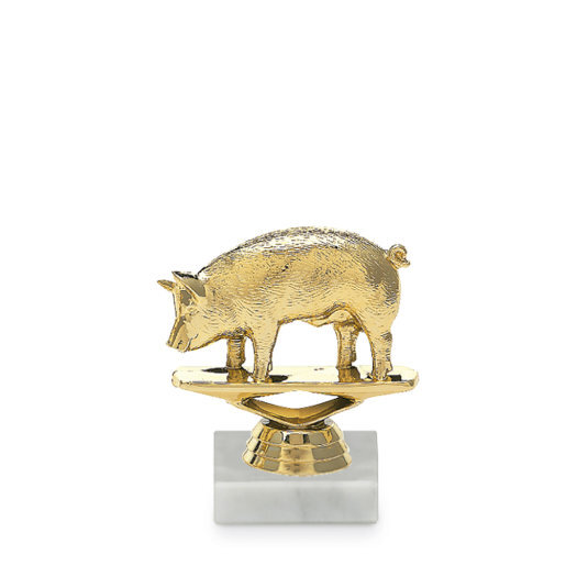 Figurka chovatelství - prase, 9 cm, zlato, včetně podstavce