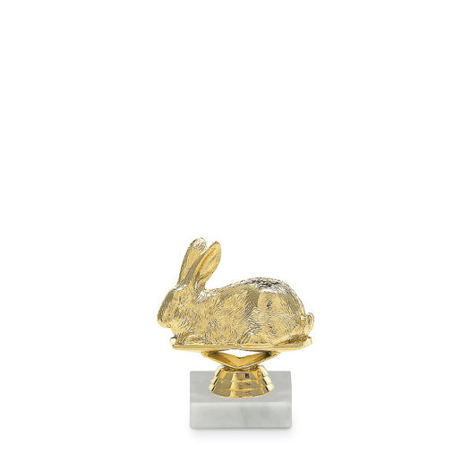 Figurka chovatelství - králík, 9 cm, zlato, včetně podstavce