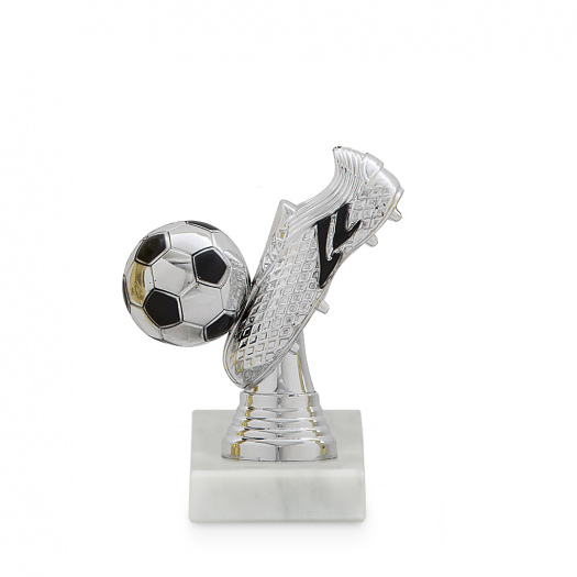 Figurka fotbal, stříbrno černá, 12cm, včetně podstavce