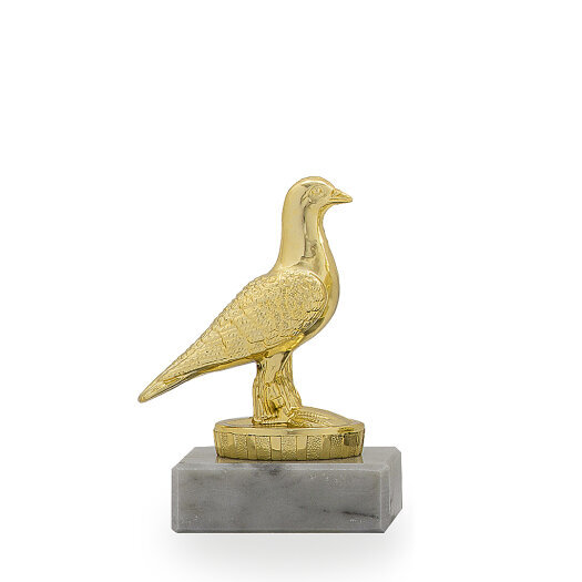 Figurka holub, zlatá, 10cm, včetně podstavce