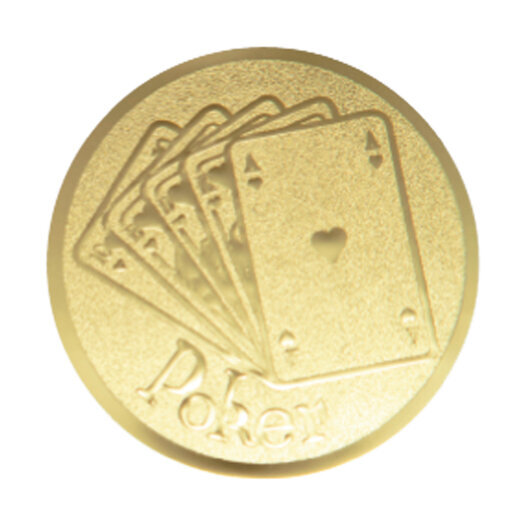 Emblém poker, pr. 25 mm, zlato