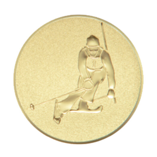Emblém sjezd na lyžích, pr. 25 mm, zlato