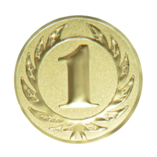 Emblém s číslem 1, pr. 25 mm, zlato