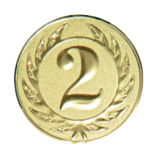 Emblém s číslem 2, pr. 25 mm, zlato