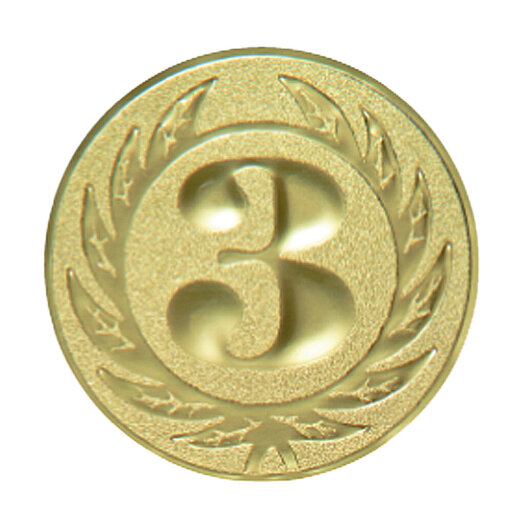 Emblém s číslem 3, pr. 50 mm, zlato