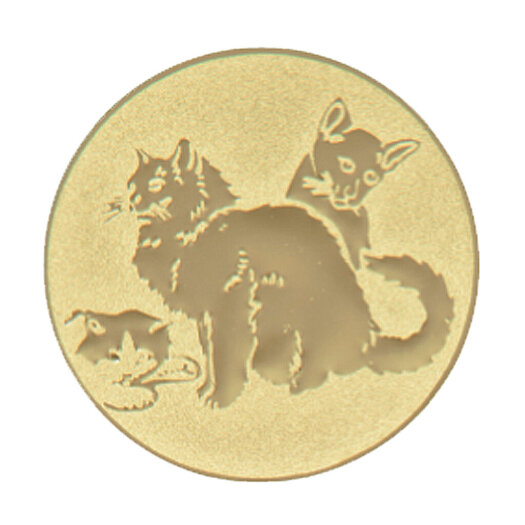 Emblém kočky, pr. 50 mm, zlato