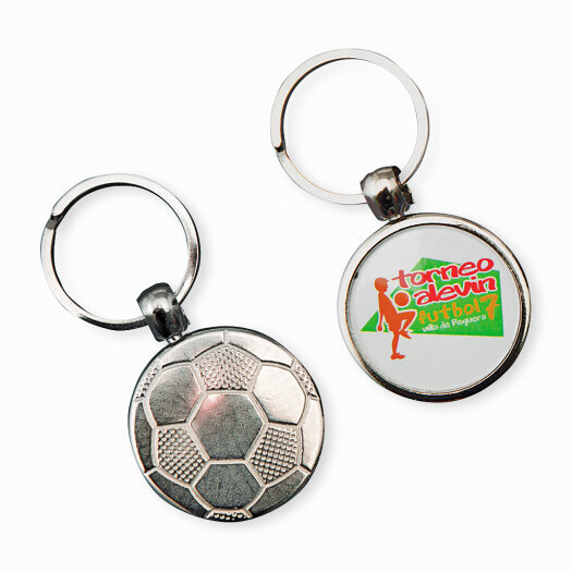 Klíčenka fotbal, průměr 35 mm, stříbrná