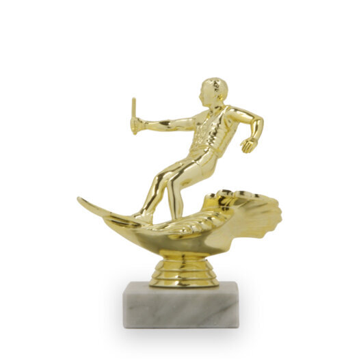 Figurka vodní lyžování muž, 12,5cm, včetně podstavce, zlatá