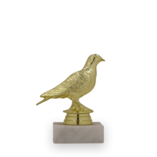 Figurka holub, 11 cm, zlatá, včetně podstavce