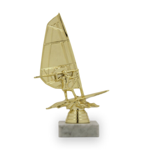 Figurka windsurfing, 19 cm, zlatá, včetně podstavce