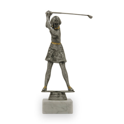 Figurka golfistka, 24 cm, stříbro antic, včetně podstavce