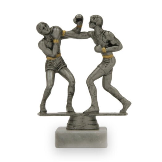Figurka box muži, 15 cm, stříbro antic, včetně podstavce