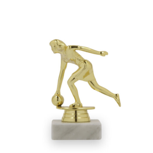 Figurka bowling žena, 12 cm, zlatá, včetně podstavce