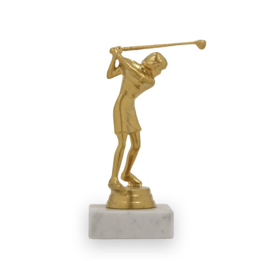 Figurka golf žena, 14 cm, zlatá mat, včetně podstavce