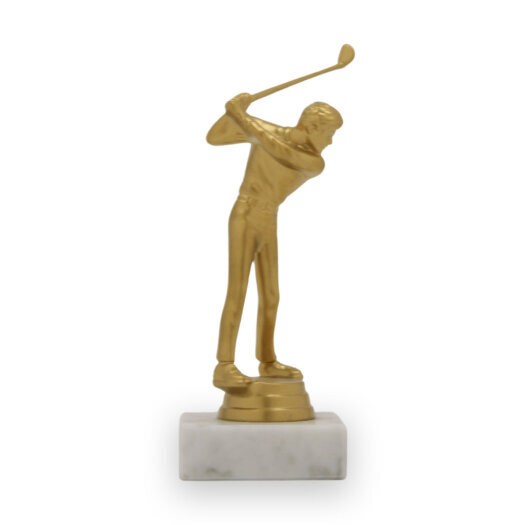 Figurka golf muž, 14 cm, zlatá mat, včetně podstavce