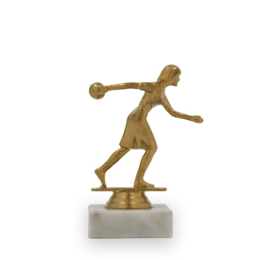 Figurka bowling žena, 13 cm, zlatá mat, včetně podstavce