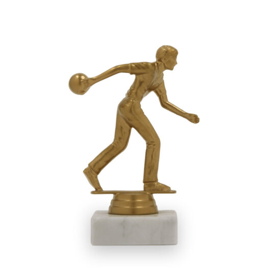 Figurka bowling muž, 14 cm, zlatá mat, včetně podstavce