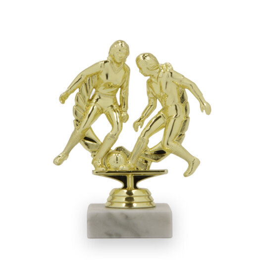 Figurka fotbal žena dvojice, 14 cm, zlatá, včetně podstavce
