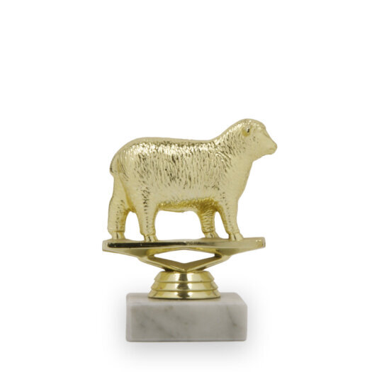 Figurka ovce, 11 cm, zlatá, včetně podstavce