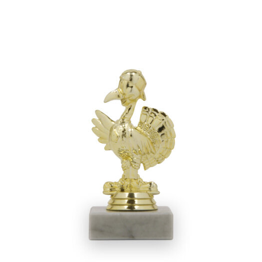 Figurka maskot krocan, 12 cm, zlatá, včetně podstavce