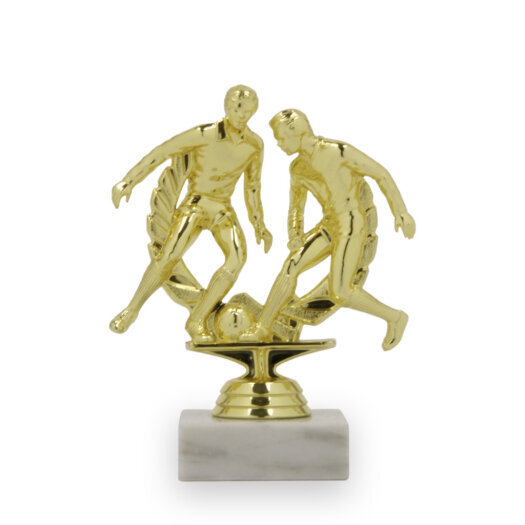 Figurka fotbal dvojice muž, 14 cm, zlatá, včetně podstavce